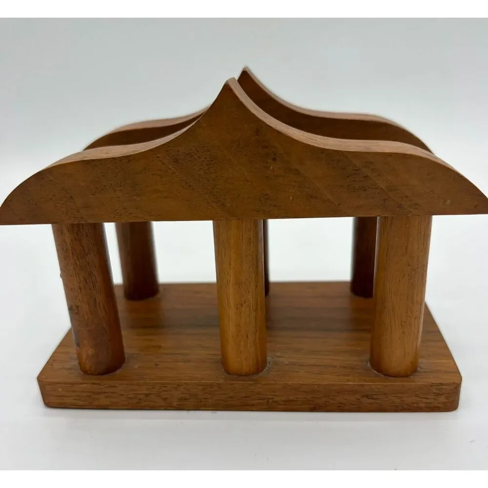 Vintage Farmhouse Cottage Thick Solid Wood Napkin Holder
